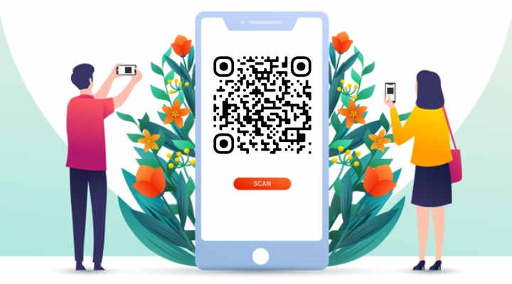 Scanning QR with flowers